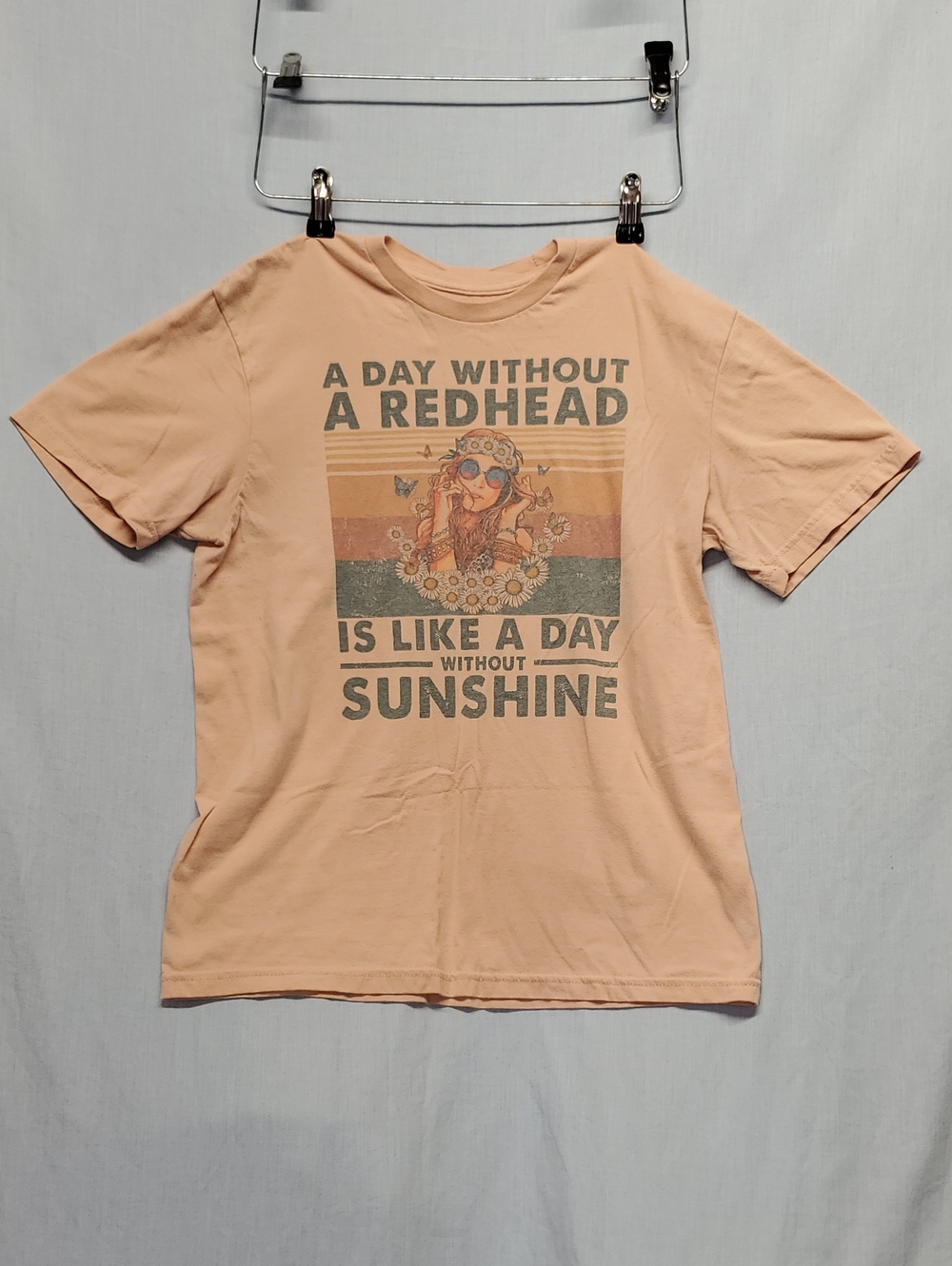 Women's Peach Graphic Short Sleeve Tee - 'A Redhead' Sunshine Design #432